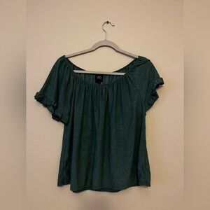W5 Green Blouse with Ruffle Detail